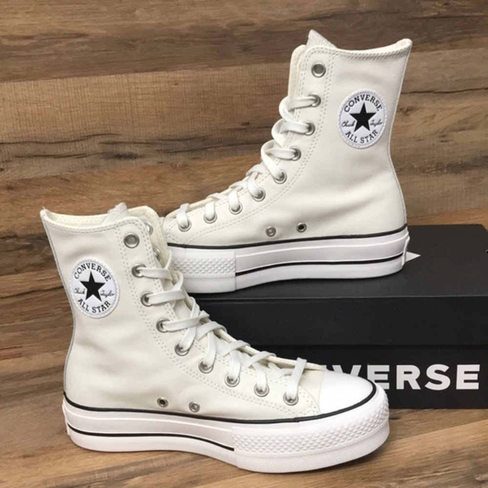 Converse All Star Platform Clean Leather High Top Womens White